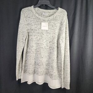 Croft & Barrow Womens Sweater Knit Top with Sheer Hem Size Large layered look